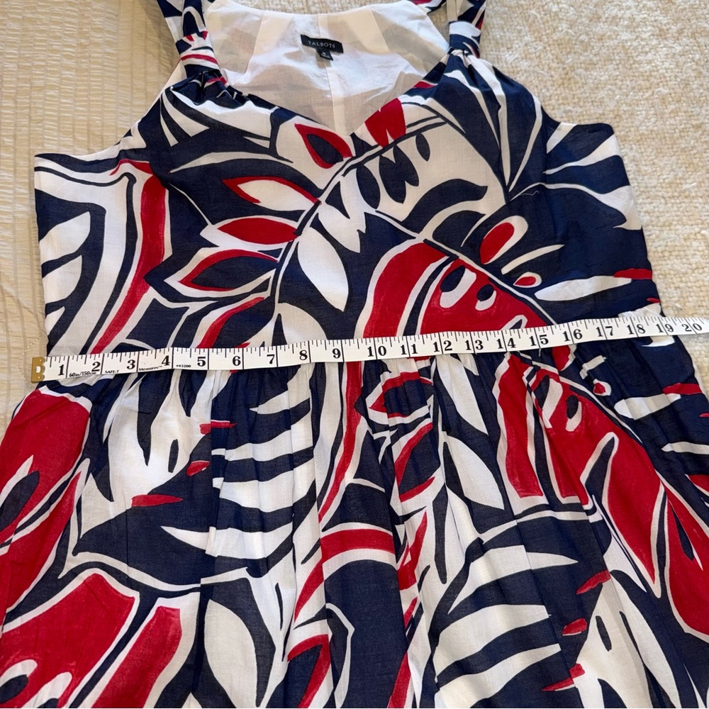 NWOT Talbots Red White Blue Floral Cotton Lined Sun Dress medium - Picture 6 of 9
